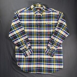 Wrangler Twenty X Shirt Mens Large Plaid Long Sleeve Western Embroidered Rodeo